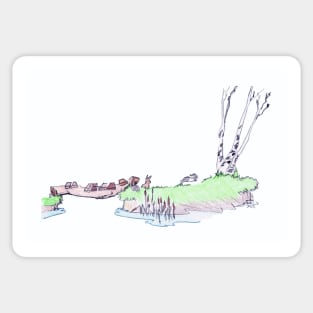 Fritter's Spring: Misty Morning Mound Island Lispe Sticker